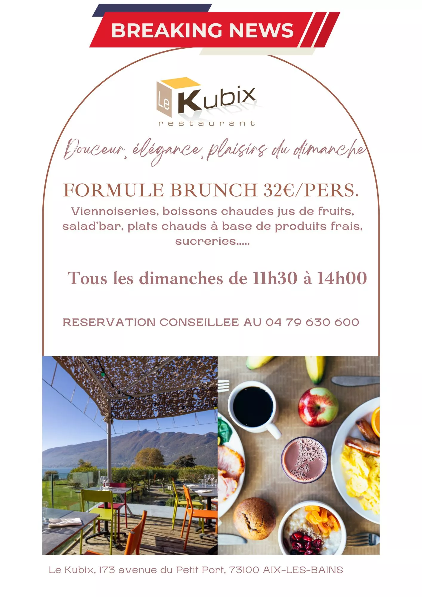 Image for Brunch au restaurant Le Kubix à Aix-les-bains.